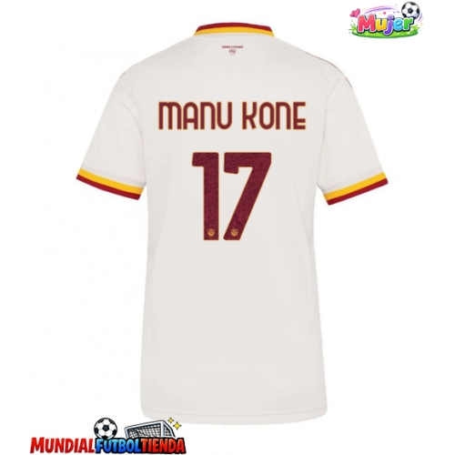 Camiseta AS Roma Manu Kone #17 Segunda Equipación Replica 2026-27 para mujer mangas cortas